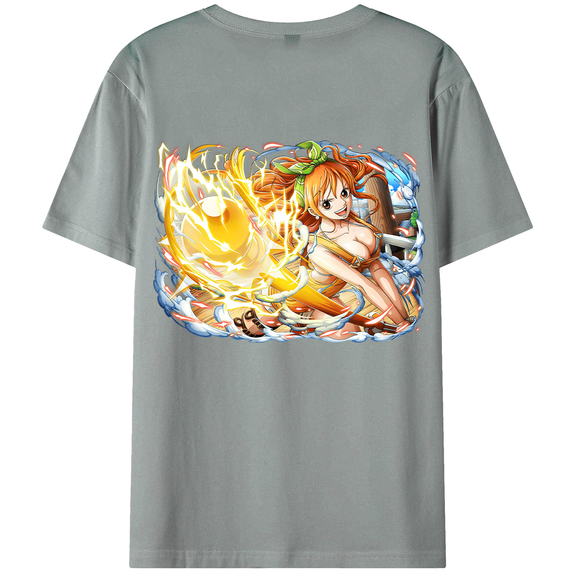 （画像用） ワンピース ナミ ONE PIECE Nami 綿100％ メンズ半袖Tシャツ（バックプリント） 通気性